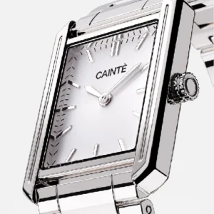 Cainte Silver Square Dial Watch | Luxury Stainless Steel