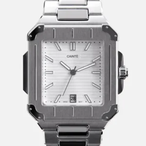 Cainte Silver Square Luxury Watch | Stainless Steel Design