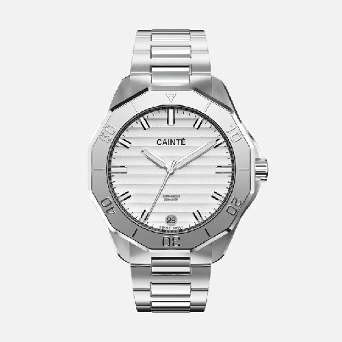 New Project (1) Cainte Silver Luxury Dive Watch | Stainless Steel Bracelet
