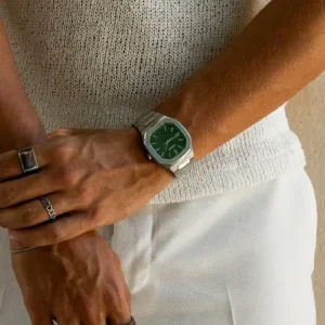 CAINTÉ Green Dial Watch for Men – Luxury Stainless Steel Design