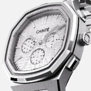 CAINTÉ White Chronograph Watch for Men – Stainless Steel Design