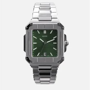 CAINTÉ Green Square Watch for Men – Luxury Stainless Steel Design