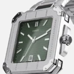 CAINTÉ Green Square Watch for Men – Luxury Stainless Steel Design