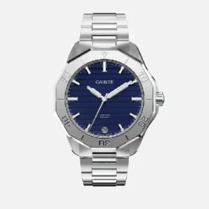 CAINTÉ Blue Bezel Watch for Men – Stainless Steel Luxury Design