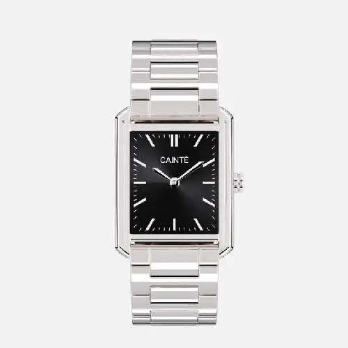 CAINTÉ Black Rectangular Watch 2026 – Premium Stainless Steel Design