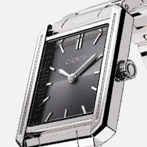 CAINTÉ Black Rectangular Watch 2026 – Premium Stainless Steel Design