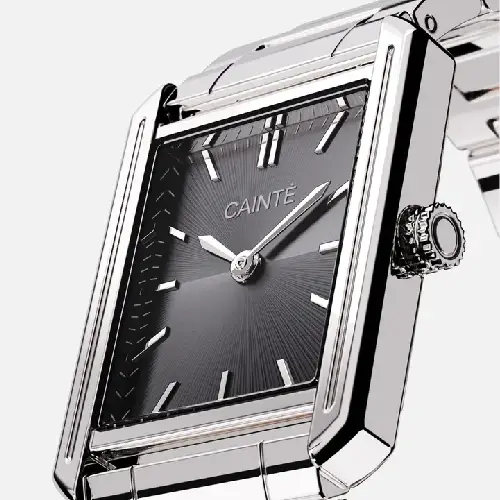 CAINTÉ Black Rectangular Watch 2026 – Premium Stainless Steel Design