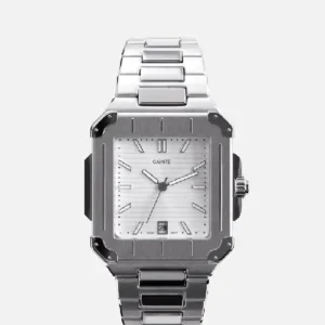 CAINTÉ Square Silver Watch for Men – Stainless Steel Design