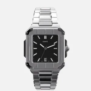 CAINTÉ Black Square Watch for Men – Luxury Stainless Steel Design