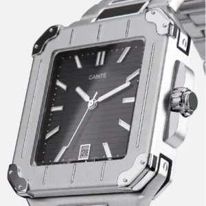 CAINTÉ Black Square Watch for Men – Luxury Stainless Steel Design