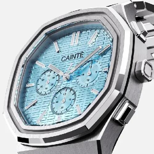 CAINTÉ Blue Dial Chronograph Watch for Men – Stainless Steel