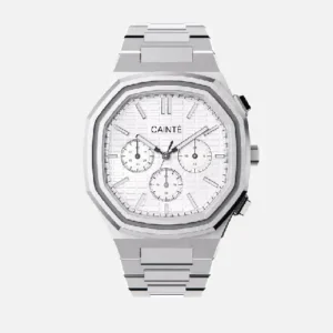 CAINTÉ White Chronograph Watch for Men – Stainless Steel Design