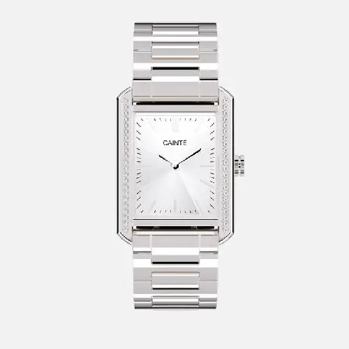 CAINTÉ Silver Rectangular Watch for Women – Stunning CAINTÉ Silver Rectangular Watch for Women – Stunning
