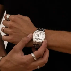 CAINTÉ Graffiti Silver Watch for Men – Unique Modern Style