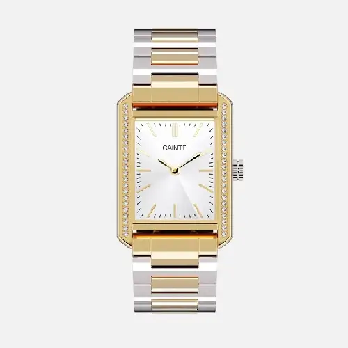 CAINTÉ Two Tone Rectangular Watch for Women – Stunning CAINTÉ Two Tone Rectangular Watch for Women – Stunning